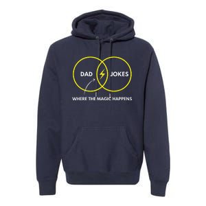 Dad Jokes Where The Magic Happens Funny Father Venn Diagram Premium Hoodie