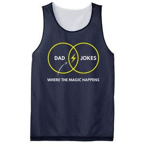 Dad Jokes Where The Magic Happens Funny Father Venn Diagram Mesh Reversible Basketball Jersey Tank