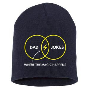 Dad Jokes Where The Magic Happens Funny Father Venn Diagram Short Acrylic Beanie