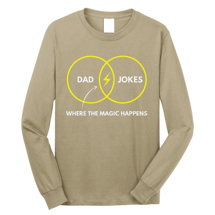 Dad Jokes Where The Magic Happens Funny Father Venn Diagram Long Sleeve Shirt