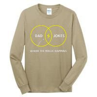 Dad Jokes Where The Magic Happens Funny Father Venn Diagram Tall Long Sleeve T-Shirt