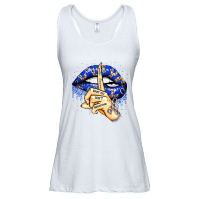 DonT Judge What You DonT Understand Autism Awareness Lips Ladies Essential Flowy Tank