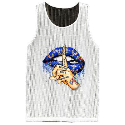 DonT Judge What You DonT Understand Autism Awareness Lips Mesh Reversible Basketball Jersey Tank