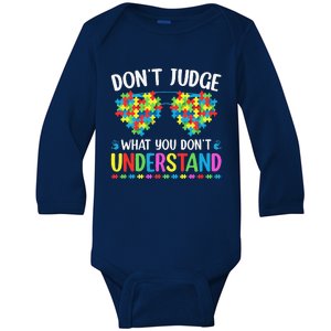 Don't Judge What You Don't Understand Autism Awareness Baby Long Sleeve Bodysuit