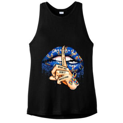 Dont Judge What You Dont Understand Autism Awareness Lips Ladies PosiCharge Tri-Blend Wicking Tank
