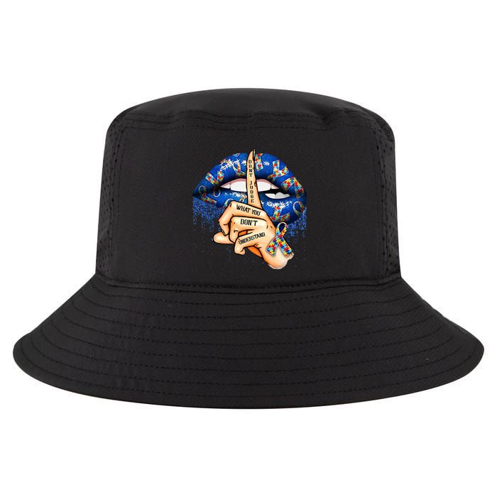 Dont Judge What You Dont Understand Autism Awareness Lips Cool Comfort Performance Bucket Hat