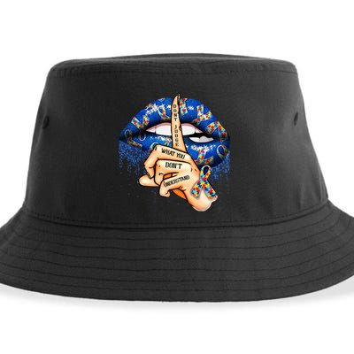 Dont Judge What You Dont Understand Autism Awareness Lips Sustainable Bucket Hat