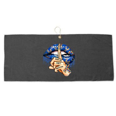 Dont Judge What You Dont Understand Autism Awareness Lips Large Microfiber Waffle Golf Towel