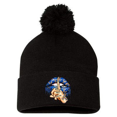 Dont Judge What You Dont Understand Autism Awareness Lips Pom Pom 12in Knit Beanie