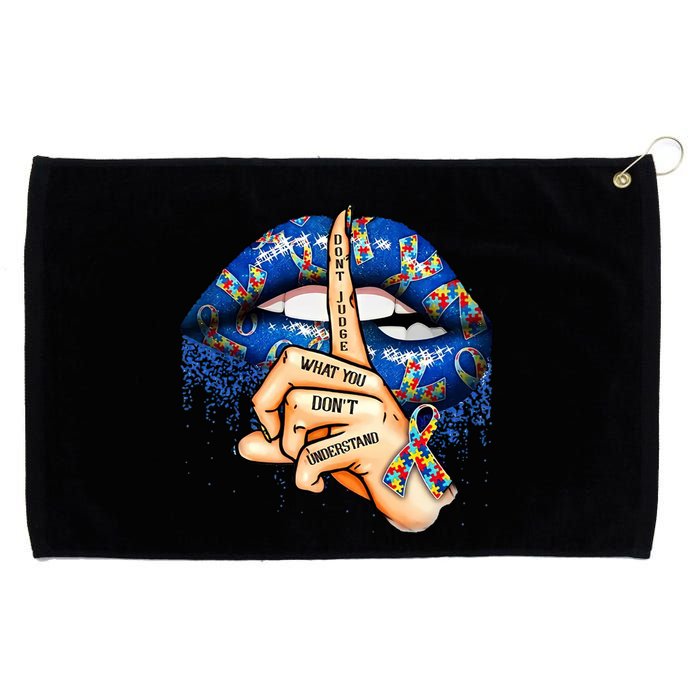 Dont Judge What You Dont Understand Autism Awareness Lips Grommeted Golf Towel