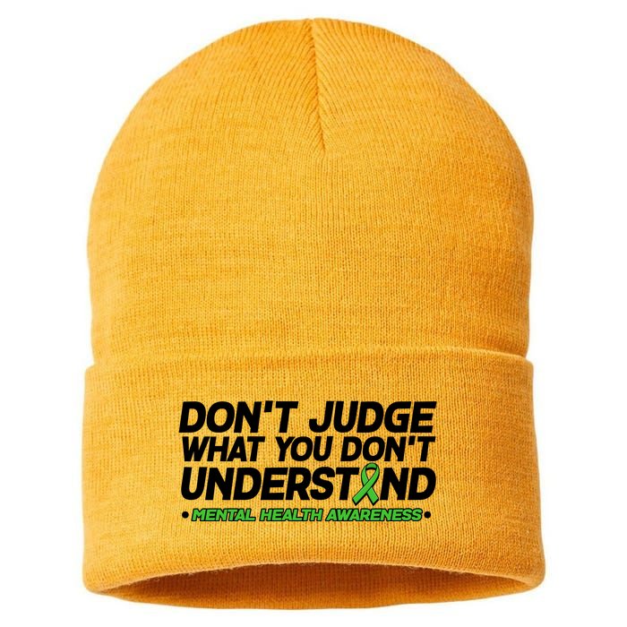 Don't Judge What You Don't Understand Mental Health Awareness Sustainable Knit Beanie