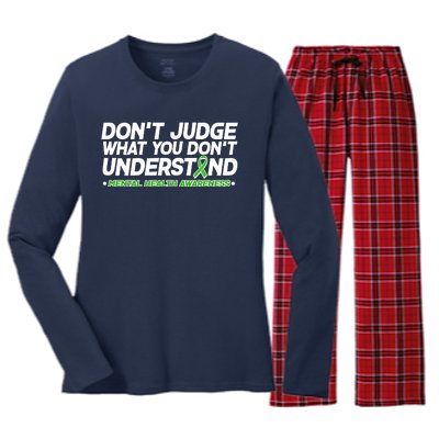 Don't Judge What You Don't Understand Mental Health Awareness Women's Long Sleeve Flannel Pajama Set 