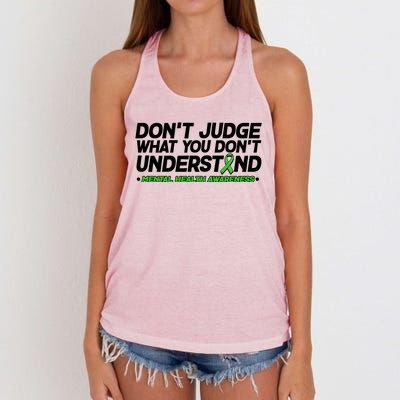 Don't Judge What You Don't Understand Mental Health Awareness Women's Knotted Racerback Tank