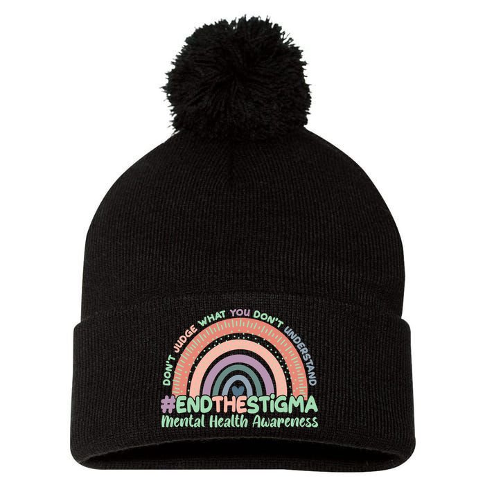 Don't Judge What You Don't Understand #End The Stigma Pom Pom 12in Knit Beanie