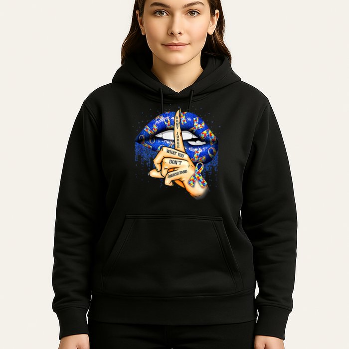 Don't Judge What You Don't Understand Autism Awareness Lips Hoodie