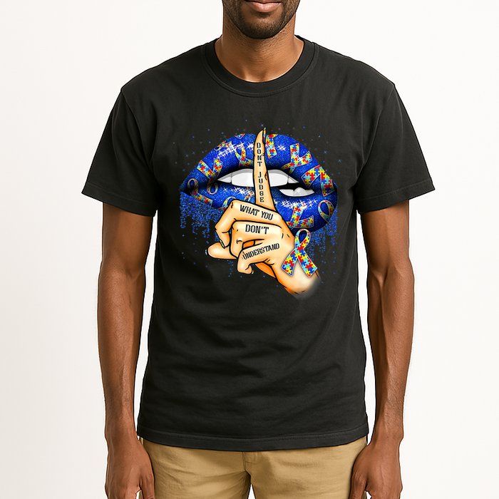Don't Judge What You Don't Understand Autism Awareness Lips Tall T-Shirt