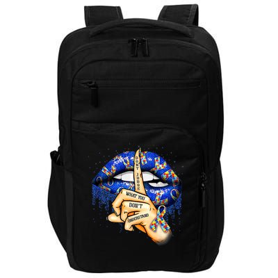 Don't Judge What You Don't Understand Autism Awareness Lips Impact Tech Backpack