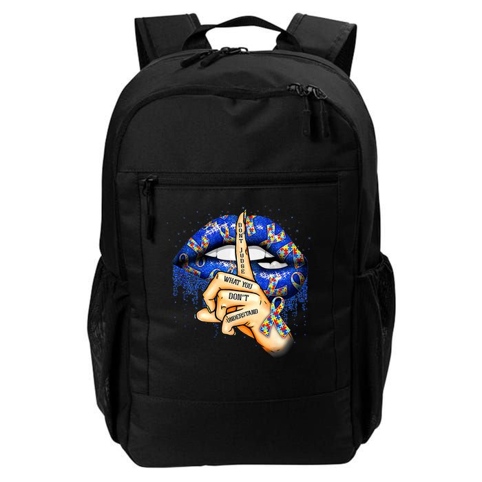 Don't Judge What You Don't Understand Autism Awareness Lips Backpack