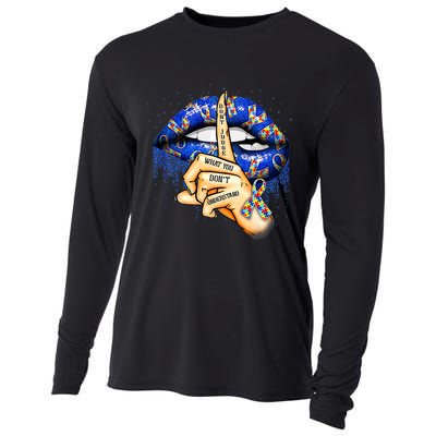 Don't Judge What You Don't Understand Autism Awareness Lips Cooling Performance Long Sleeve Crew