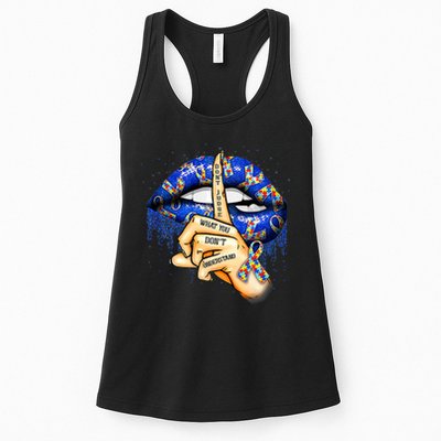 Don't Judge What You Don't Understand Autism Awareness Lips Womens Tank Top