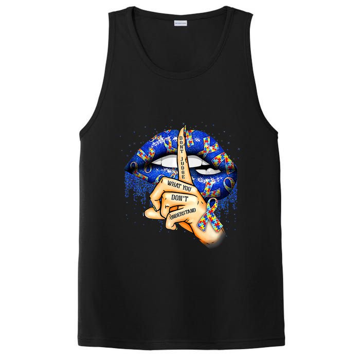 Don't Judge What You Don't Understand Autism Awareness Lips PosiCharge Competitor Tank