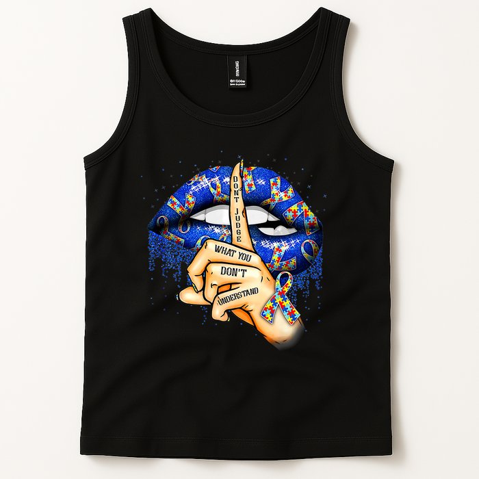 Don't Judge What You Don't Understand Autism Awareness Lips Tank Top