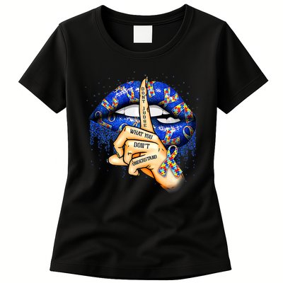 Don't Judge What You Don't Understand Autism Awareness Lips Womens T-Shirt