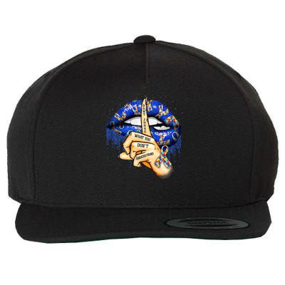 Don't Judge What You Don't Understand Autism Awareness Lips Wool Snapback Cap