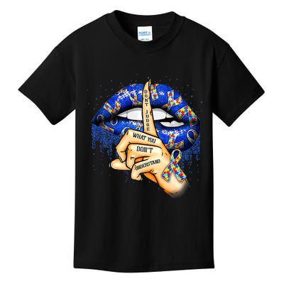 Don't Judge What You Don't Understand Autism Awareness Lips Kids T-Shirt
