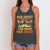 Dad Jokes You Mean Rad Jokes Fathers Day Vintage Women's Knotted Racerback Tank