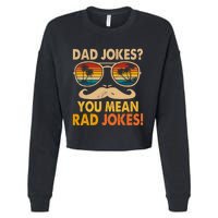 Dad Jokes You Mean Rad Jokes Fathers Day Vintage Cropped Pullover Crew