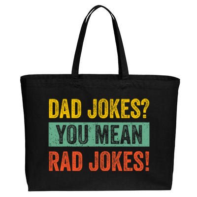 Dad Jokes You Mean Rad Jokes Fathers Day Vintage Cotton Canvas Jumbo Tote