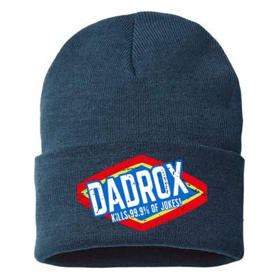 Dadrox Kills 99.9 Percent Of Jokes Funny Fathers Day Gift Sustainable Knit Beanie