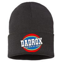 Dadrox Kills 99.9 Percent Of Jokes Funny Fathers Day Gift Sustainable Knit Beanie