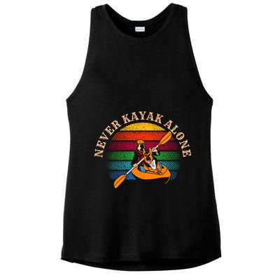 Dog Kayaking And Never Kayak Alone For Dog And Kayak Lover Gift Ladies PosiCharge Tri-Blend Wicking Tank