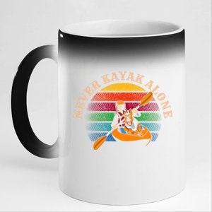 Dog Kayaking And Never Kayak Alone For Dog And Kayak Lover Gift 11oz Black Color Changing Mug