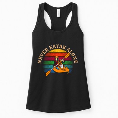 Dog Kayaking And Never Kayak Alone For Dog And Kayak Lover Gift Womens Tank Top