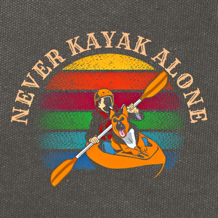 Dog Kayaking And Never Kayak Alone For Dog And Kayak Lover Gift Cotton Canvas Backpack