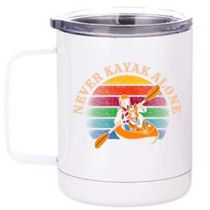 Dog Kayaking And Never Kayak Alone For Dog And Kayak Lover Gift 12 oz Stainless Steel Tumbler Cup