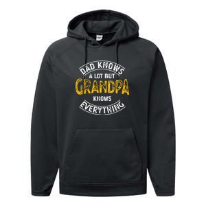 Dad Knows A Lot But Grandpa Knows Everything Funny Granddad Performance Fleece Hoodie