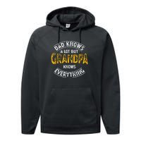 Dad Knows A Lot But Grandpa Knows Everything Funny Granddad Performance Fleece Hoodie