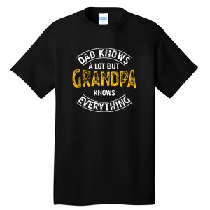 Dad Knows A Lot But Grandpa Knows Everything Funny Granddad Tall T-Shirt