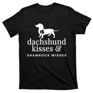 Dachshund Kissed And Shamrock Wishes St Patricks Day T-Shirt