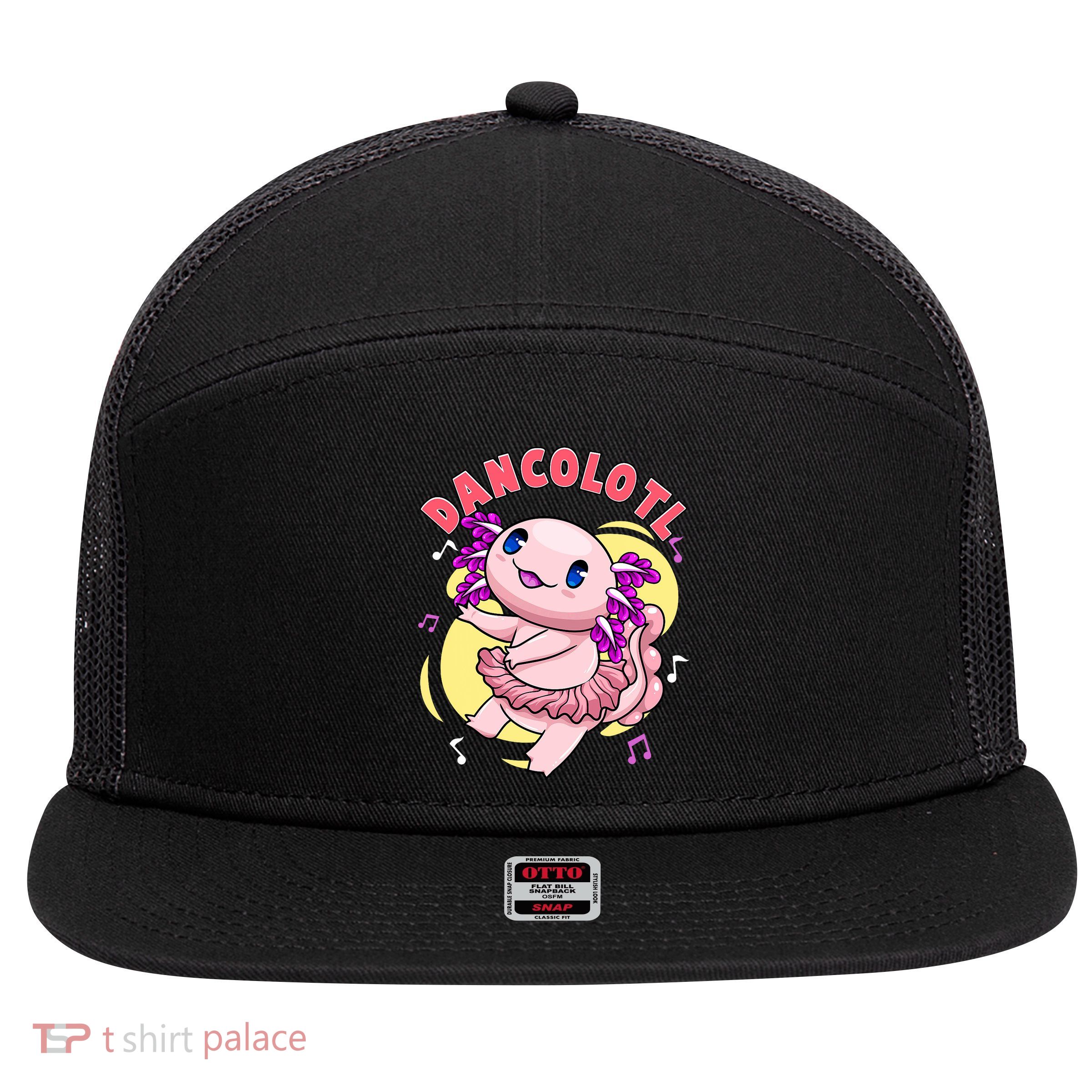 Dancolotl Kawaii Axolotl Dancing Axolotl Lover Ballet Dancer 7 Panel Mesh Trucker Snapback Hat