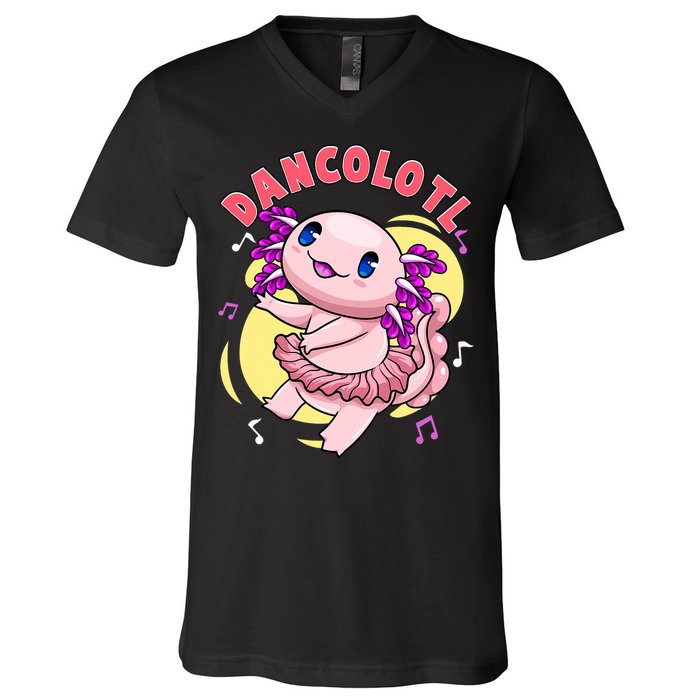 Dancolotl Kawaii Axolotl Dancing Axolotl Lover Ballet Dancer V-Neck T-Shirt