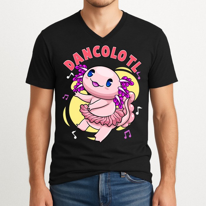 Dancolotl Kawaii Axolotl Dancing Axolotl Lover Ballet Dancer V-Neck T-Shirt
