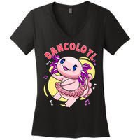 Dancolotl Kawaii Axolotl Dancing Axolotl Lover Ballet Dancer Women's V-Neck T-Shirt