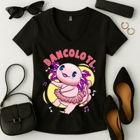 Dancolotl Kawaii Axolotl Dancing Axolotl Lover Ballet Dancer Women's V-Neck T-Shirt