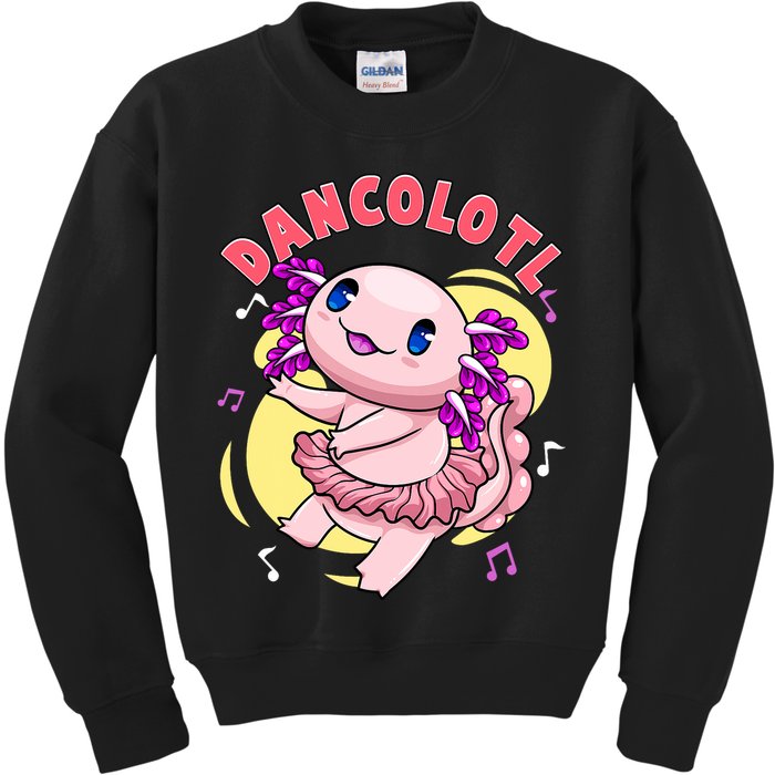 Dancolotl Kawaii Axolotl Dancing Axolotl Lover Ballet Dancer Kids Sweatshirt