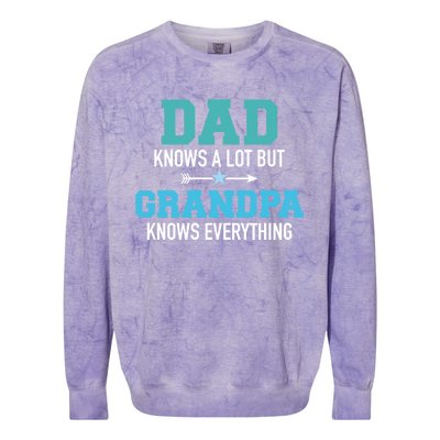 Dad Knows A Lot But Grandpa Knows Everything Gift Colorblast Crewneck Sweatshirt